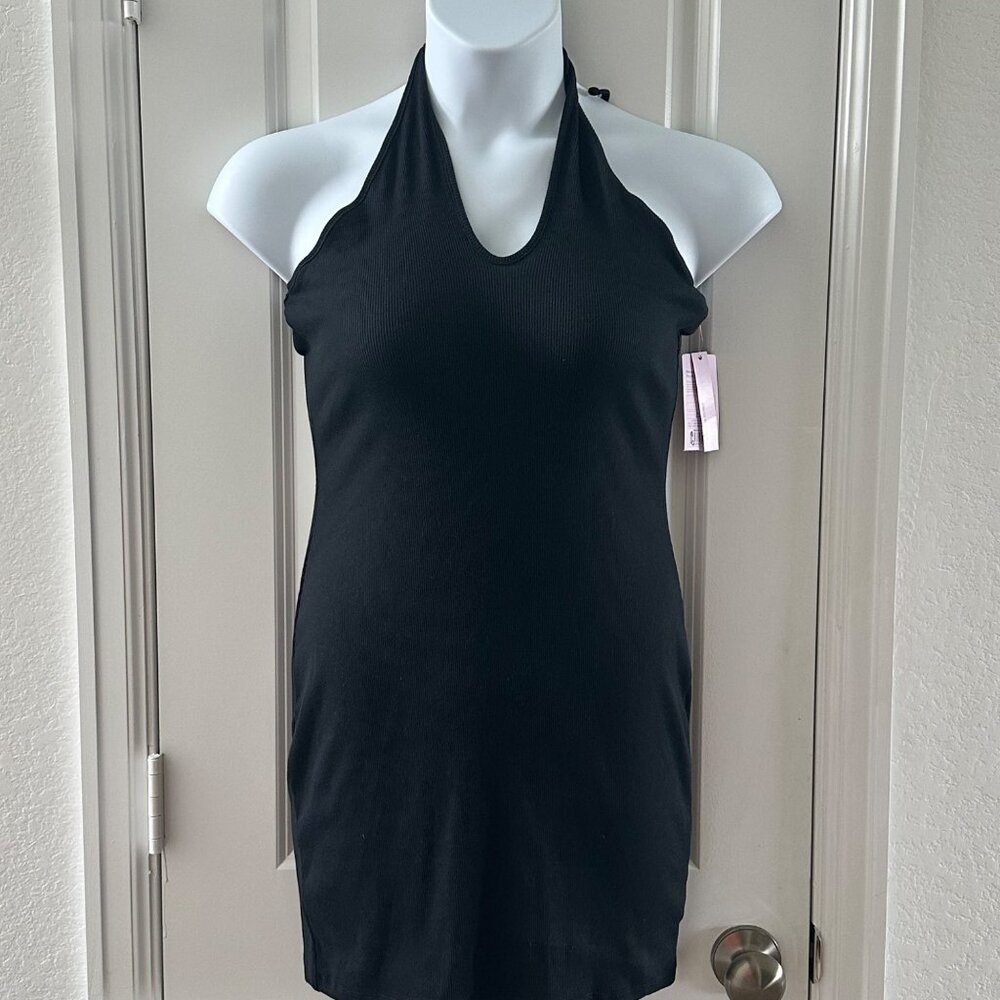 Wild Fable Black Halter Neck Convertible Dress L Cotton/Polyester/Spandex Mix